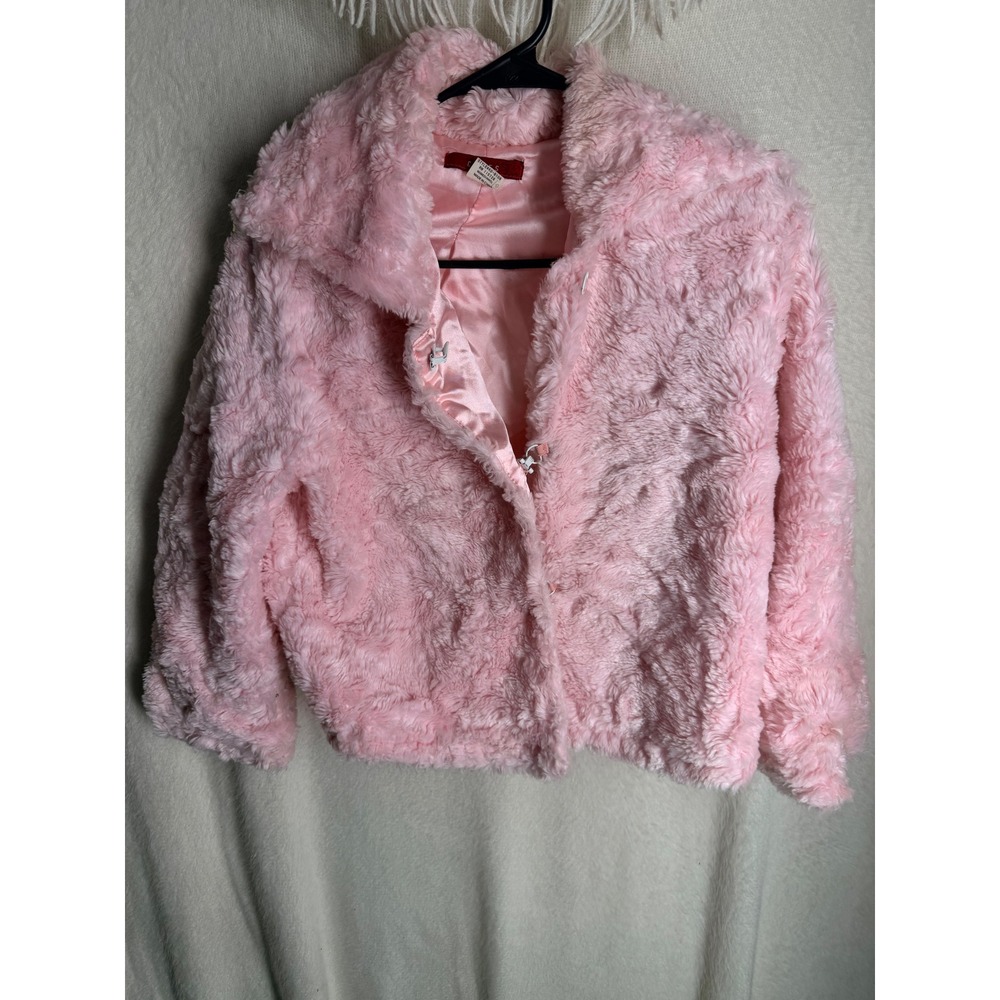 Ceres Girls Pink Faux Fur Jacket Cropped Shrug Coat KD-8108 Medium